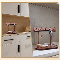 Desktop Wood Jewelry Display Racks with Oval Trays for Necklaces Rings Earrings Bracelets&nbsp;ODIS-WH0177-024