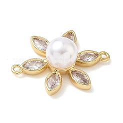 Brass Pave Cubic Zirconia Connector Charms&nbsp;KK-P342-04G