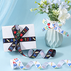 2 Rolls 2 Styles School Season Theme Polyester Colorful Printed Grosgrain Ribbon&nbsp;OCOR-GF0004-23A