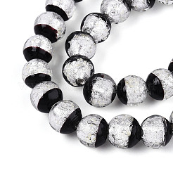 Luminous Handmade Lampwork Silver Foil Beads Strand&nbsp;FOIL-N029-03F