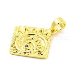 Brass Micro Pave Clear Cubic Zirconia Pendants&nbsp;KK-P263-04A-G