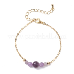 Natural Amethyst Round Beads link Bracelets&nbsp;BJEW-JB13172-01