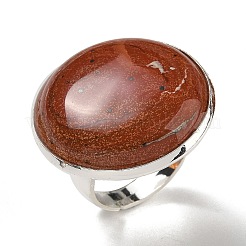 Natural Red Jasper Round Adjustable Rings&nbsp;RJEW-K371-09S-24