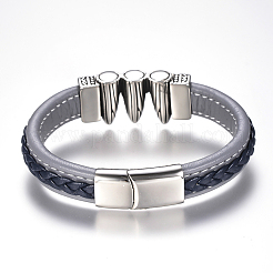 Men's Braided Leather Cord Bracelets&nbsp;BJEW-H559-22A