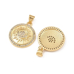Brass Micro Pave Clear Cubic Zirconia Pendants&nbsp;KK-F919-36G