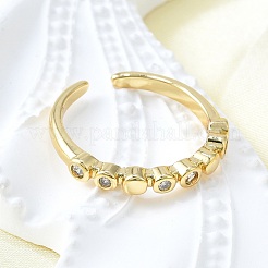 Brass Micro Pave Clear Cubic Zirconia Open Cuff Rings for Women&nbsp;RJEW-F179-05G