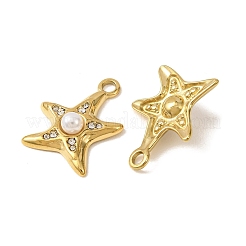 303 Stainless Steel & ABS Plastic Pearl & Crystal Rhinestone Pendants&nbsp;RB-CBA1E47-14G