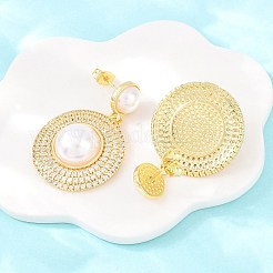 Brass Micro Pave Cubic Zirconia Dangle Stud Earrings&nbsp;EJEW-F405-09G