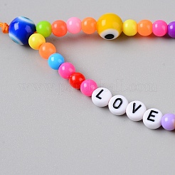 Round Evil Eye Resin Beaded Mobile Straps&nbsp;LS-AJEW-WH0200-02