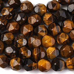 Faceted Natural Tiger Eye Beads Strands&nbsp;G-K066-01-8mm