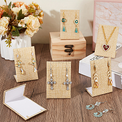 12Pcs Linen Cloth Rectangle Slant Back Single Earring Display Stands&nbsp;EDIS-TW0001-01