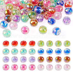 64Pcs 8 Colors UV Plating Transparent Acrylic European Beads&nbsp;OACR-TA0001-31