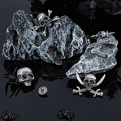 4Pcs 4 Styles Skull Alloy Brooches&nbsp;AJEW-FH0005-59AS
