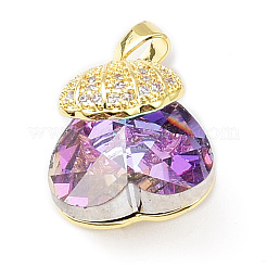 Real 18K Gold Plated Rack Plating Brass Micro Pave Cubic Zirconia Pendants&nbsp;KK-G466-02G