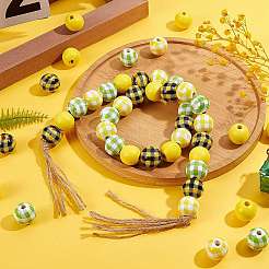 Painted Natural Wood Beads&nbsp;WOOD-SZ0001-09