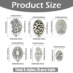 60Pcs 6 Styles Tibetan Style Alloy Beads&nbsp;FIND-YW0012-22