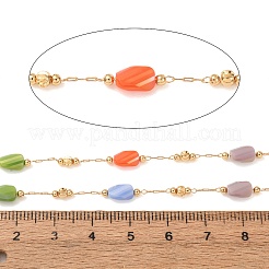 Brass & Glass Beaded Chain&nbsp;KK-CBA3B44-07G