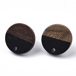 Resin & Walnut Wood Stud Earring Findings&nbsp;MAK-N032-003A-B01