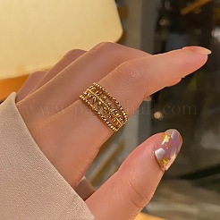 Hollow Out Leaf 304 Stainless Steel Cuff Rings for Women&nbsp;FS-WG7E38E-01
