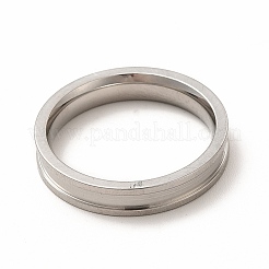 Non-Tarnish 201 Stainless Steel Grooved Finger Ring Settings&nbsp;STAS-P323-11P