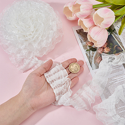 10 Yards Polyester Pleated Flower Lace Trim&nbsp;OCOR-HY0002-28B