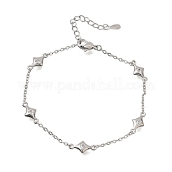 Brass Micro Pave Clear Cubic Zirconia Star Link Chain Bracelets&nbsp;KK-CBA3629-01P