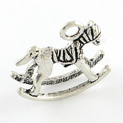 Tibetan Style Rocking Horse Alloy Pendants&nbsp;TIBEP-Q050-20AS-RS