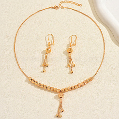 Vintage Brass Round Beaded Tassel Necklace & Earrings for Women&nbsp;BM2908