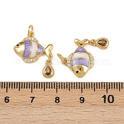Brass Micro Pave Cubic Zirconia Pendants&nbsp;KK-L241-18G
