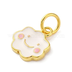 925 Sterling Silver White and Pink Enamel Smiling Face Cloud Charms&nbsp;STER-D303-03G