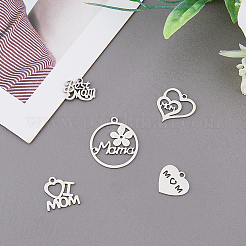 30Pcs 5 Style 201 & 304 Stainless Steel Pendants&nbsp;STAS-HY0001-17