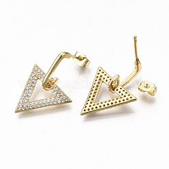 Brass Micro Pave Cubic Zirconia Dangle Stud Earrings&nbsp;EJEW-S208-129B-NF
