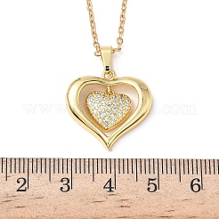 Brass Heart Pendant 304 Stainless Steel Chain Necklaces for Women&nbsp;NJEW-D341-03G