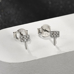 Key 925 Sterling Silver Micro Pave Clear Cubic Zirconia Stud Earrings for Women&nbsp;EJEW-K307-03B-P