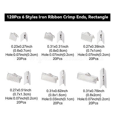 120Pcs 6 Styles Iron Ribbon Crimp Ends&nbsp;IFIN-YW0003-22-1