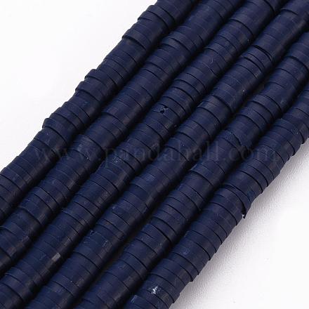 Flat Round Handmade Polymer Clay Bead Spacers CLAY-R067-4.0mm-35-1