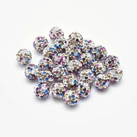 Handmade Polymer Clay Rhinestone Beads RB-L030-18C-8mm-1