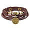 12 Constellation Snap Bracelets, Leather Cord with Brass Findings, Flat Round, Scorpio, 8-5/8 inch(22cm)