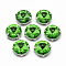 Sew on Rhinestone, Multi-strand Links, Glass Rhinestone, with Brass Prong Settings, Garments Accessories, Faceted, Flat Round, Platinum, Light Green, 9x6.3mm, Hole: 0.8~1mm