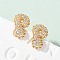 Brass Micro Pave Cubic Zirconia Stud Earrings, Pave Cluster Earring, Rack Plating, Long-Lasting Plated, Real 18K Gold Plated, Letter P, 13.5x8.5mm