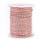 Round String Thread Polyester Cords, with Gold Wire, Pink, 2.5mm, about 21.87 yards(20m)/roll