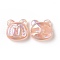 Opaque Acrylic Beads, AB Color Plated, Bear with Letter M Pattern, Light Salmon, 32x32.5x13mm, Hole: 3mm