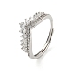 Brass Micro Pave Cubic Zirconia Adjustable Rings&nbsp;RJEW-H225-05P-1