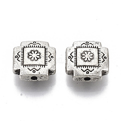 Tibetan Style Alloy Beads, Cadmium Free & Lead Free, Cross, Antique Silver, 12x12x5mm, Hole: 1.6mm, about 359pcs/1000g