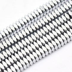 Electroplate Non-magnetic Synthetic Hematite Beads Strands, PVD Vacuum Plating, Long-Lasting Plated, Faceted, Square, Platinum Plated, 2x2x1mm, Hole: 0.6mm, about 406pcs/strand, 15.7 inch(40cm)