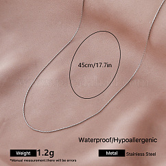 Vintage Style 304 Stainless Steel Boston Link Chain Necklaces for Women, Tarnish Free, Stainless Steel Color, 17.72 inch(45cm)