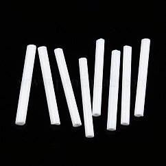 1500Pcs Glass Round Bugle Beads, White, 25~26.5x2.5mm, Hole: 1mm