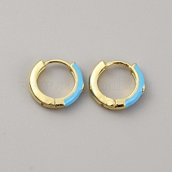 Enamel Hoop Earrings with Clear Cubic Zirconia&nbsp;EJEW-WH0004-39D