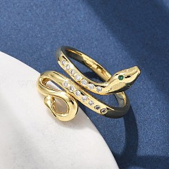 Brass Micro Pave Cubic Zirconia Finger Rings&nbsp;RJEW-C120-30C-G
