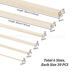 180Pcs 6 Styles Square Wood Craft Sticks&nbsp;WOOD-GA0002-15